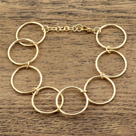 Circle charms bracelet, 22k gold plated bracelet for women, Brass handmade jewelry